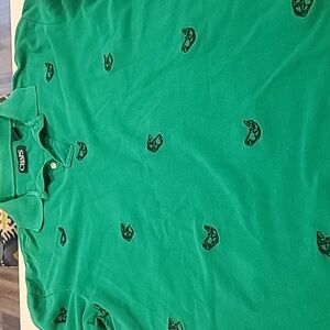 Chaps Ralph Lauren Green Embroidered Bass Fish Polo Size L Men's